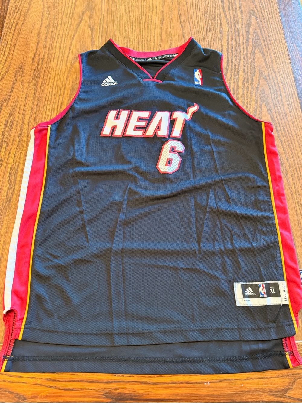 adidas Miami Heat #6 Black and Red Basketball Jersey